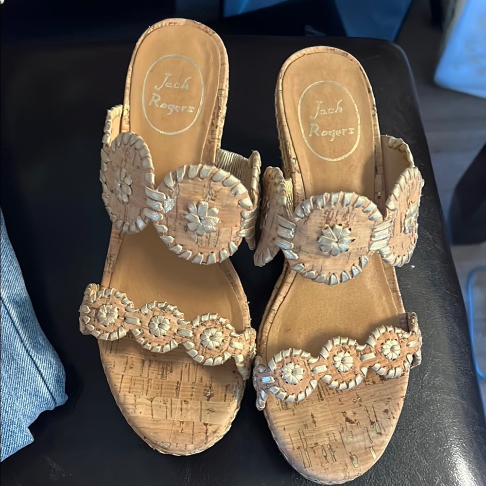 Jack Rogers Women's Tan Sandals Wedges size 8